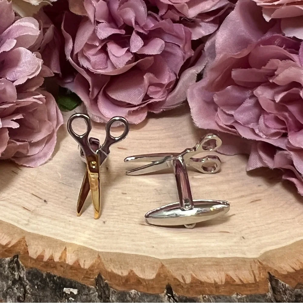 Gold and Silver Scissor Cufflinks - Picture 11 of 15